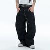 European, American, and American high street Ro style design heavyweight washed jeans, loose wide-leg pants for men and women