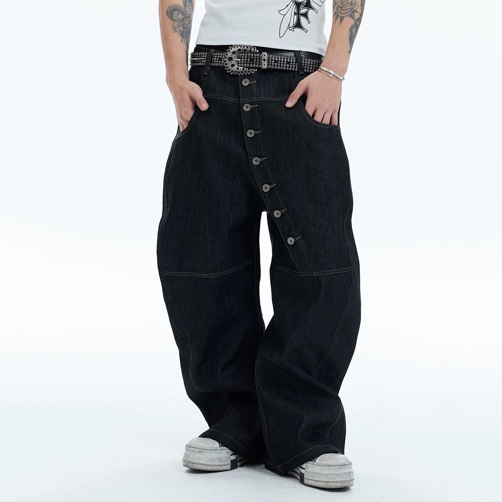 European, American, and American high street Ro style design heavyweight washed jeans, loose wide-leg pants for men and women