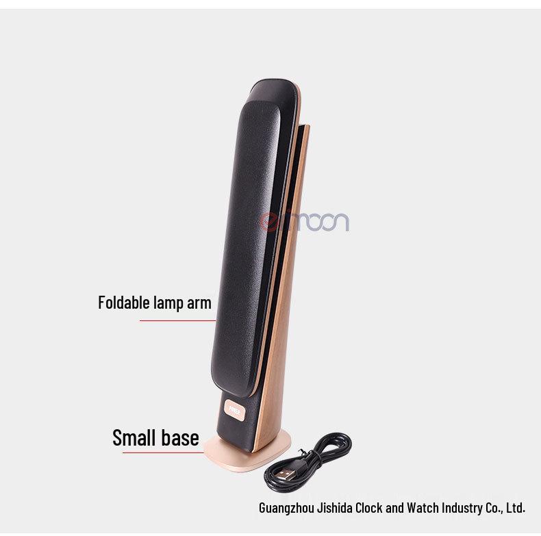 Portable Wood Grain Folding Desk Lamp with Touch Dimming and Eye Protection