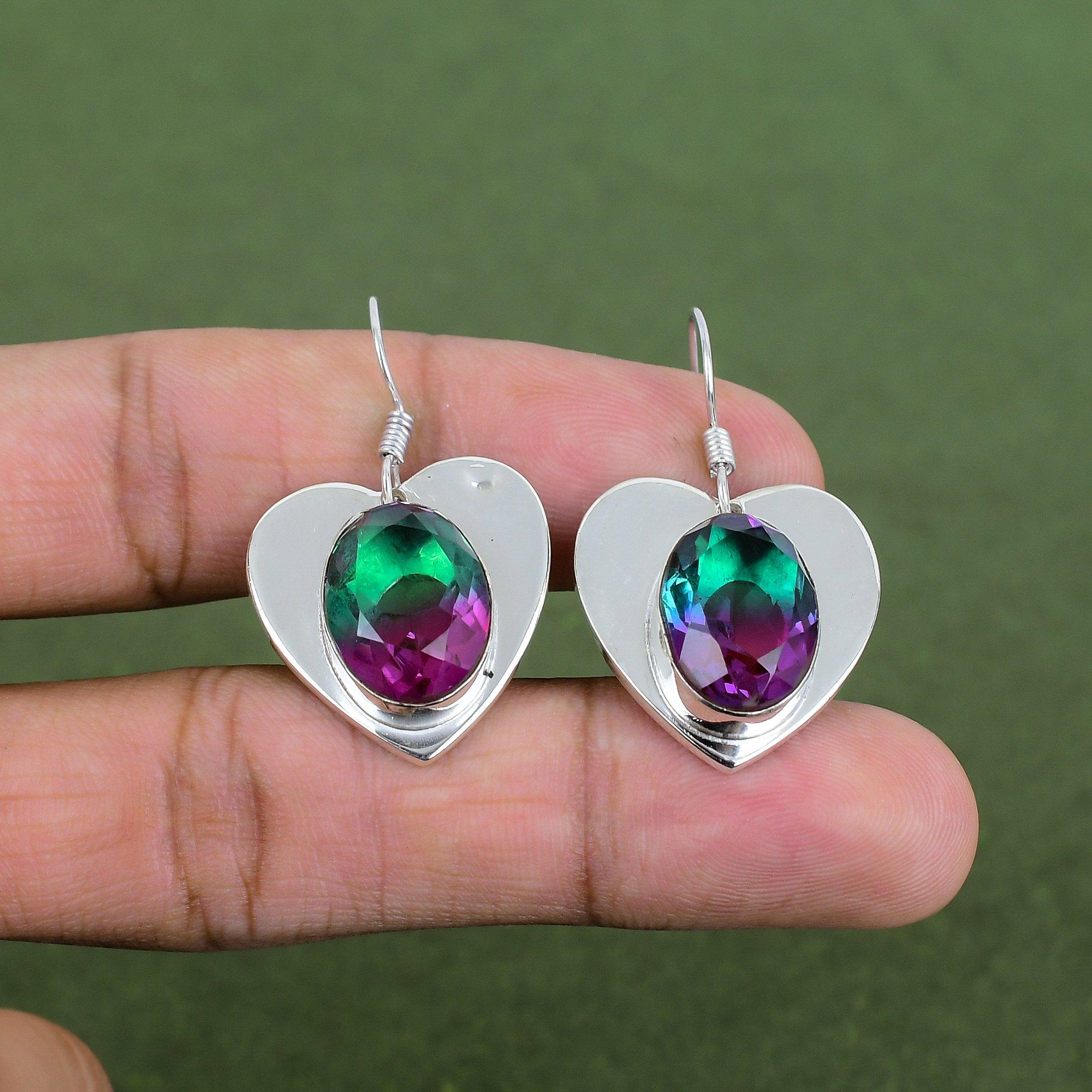 Faceted Multi Tourmaline Earring 925 Sterling Silver Earring Handmade Real Gemstone Earrings Natural Multi Tourmaline Jewelry Gifts For Wife