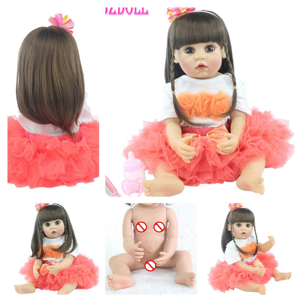BZDOLL 55cm miękkiego silikonu Reborn Doll zabawka 22 cali jak prawdziwy winyl żywe dzieci element ubioru księżniczka maluch dziewczyna piękny prezent urodzinowy dla dzieci
