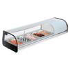 VEVOR Sushi Display Case Refrigerator, 52L Commercial Sushi Case, 5-Pan Countertop Showcase with Curved Glass, LED Lighting