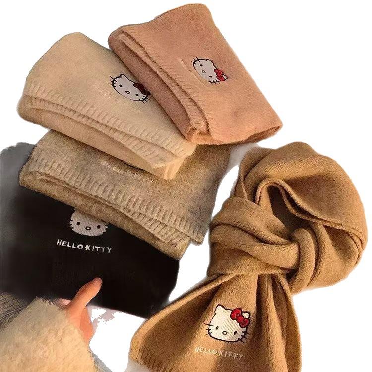 Niedlicher Kätzchen-Wollschal im japanischen Stil: Warmer, dicker, hautfreundlicher Winterschal für Damen