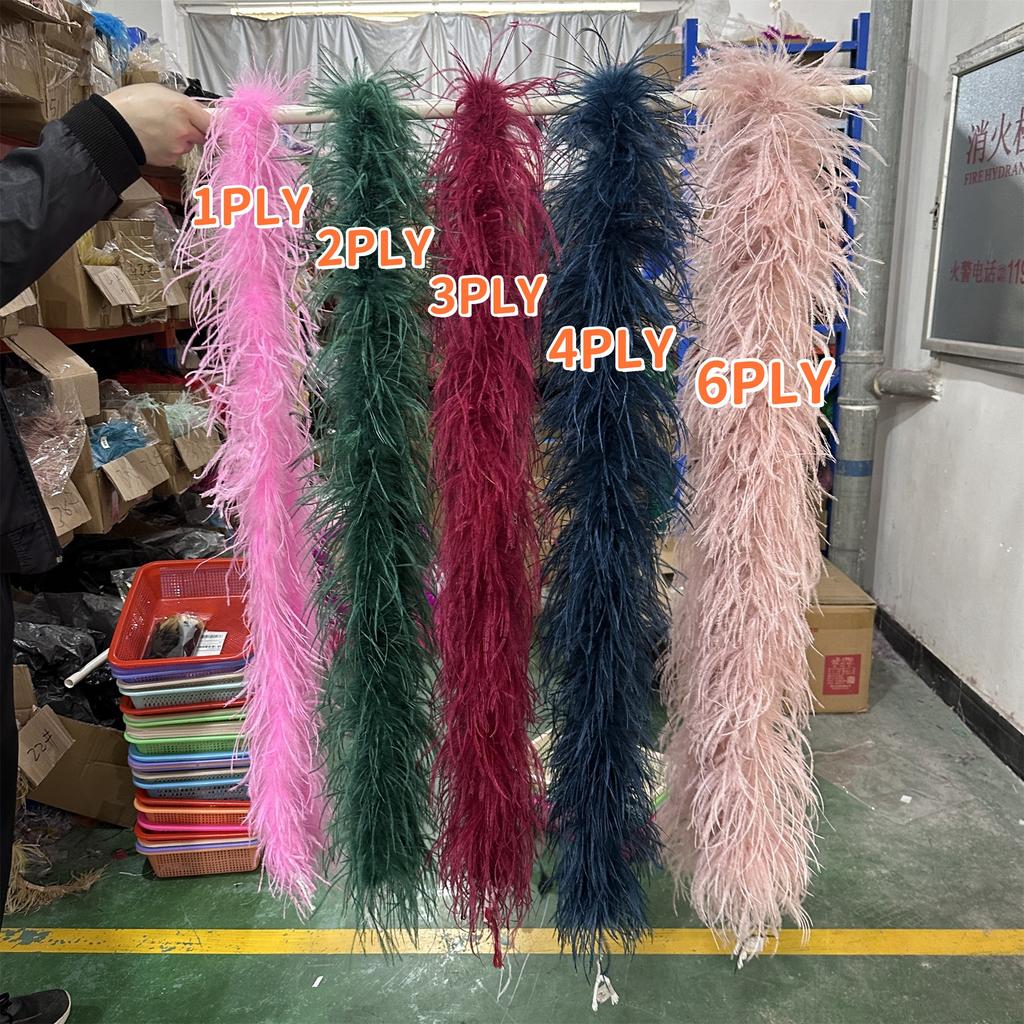 DIY 2 Meter Natürliche Straußenfedern Boa 1 2 3 4 6 Lagen Federn Boa für Hochzeits-Weihnachts-Party-Kleid Dekoration Schal Accessoire Schal