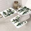 Woods Decorative Shower Curtain Bathroom Set - Machine Washable, With 12 Hooks, Including Toilet Seat Cover And Bathtub Mat