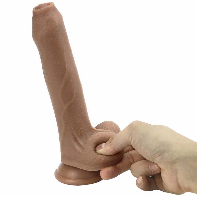 Sıvı Silikon Maruz Kalan Glans Sünnet Derisi Sahte Yumuşak Penis Eğlenceli Seks ile Sahte Penis Kadın Mastürbasyon Cihazı Orgazm Yetişkin Ürünleri