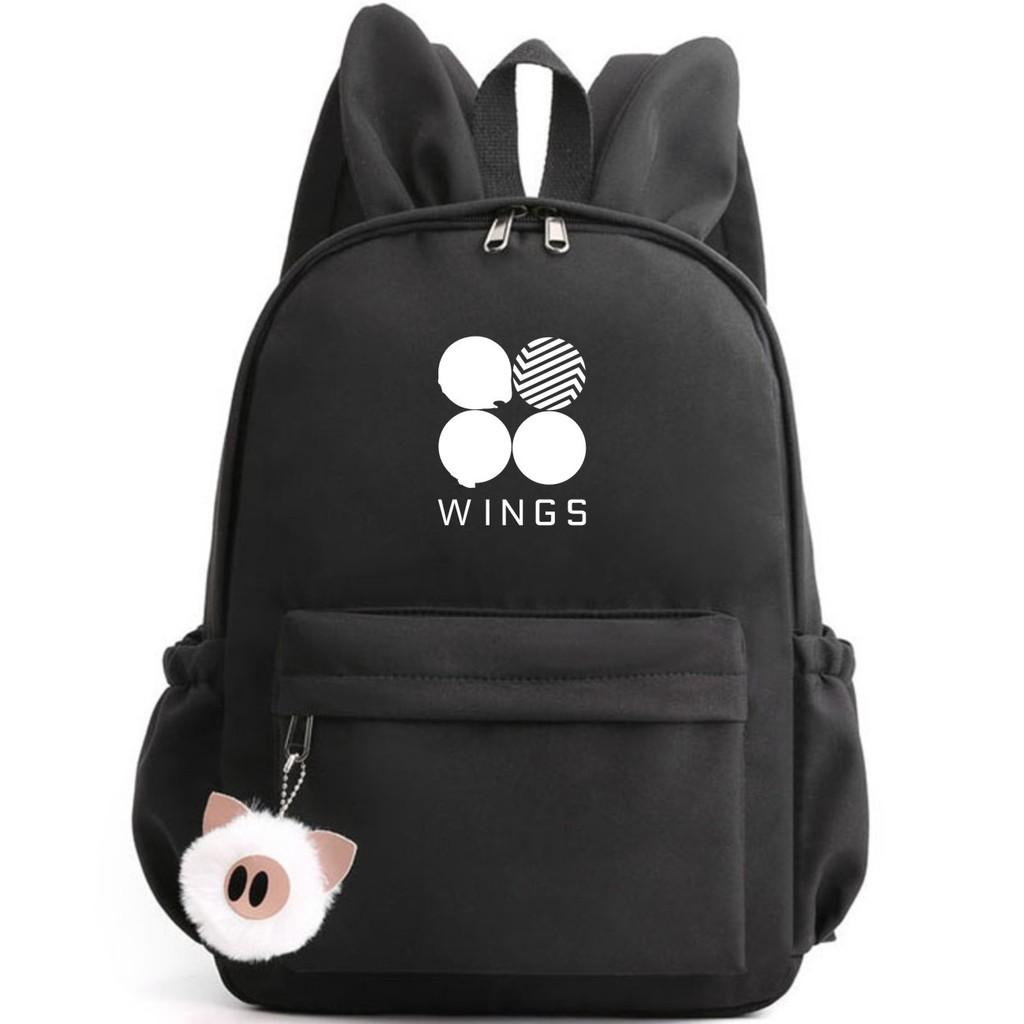 Bunny Kpop Bts Rabbit Ears Backpack Girls School Bags V With Piggy Pendant Plush