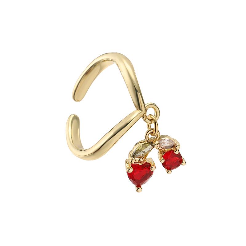 

HECHENG, Mermaid Shaped Ring Enamel Drip Oil Sweet And Lovely Red Strawberry Cherry Ladies Zircon Ring Wholesale resizable