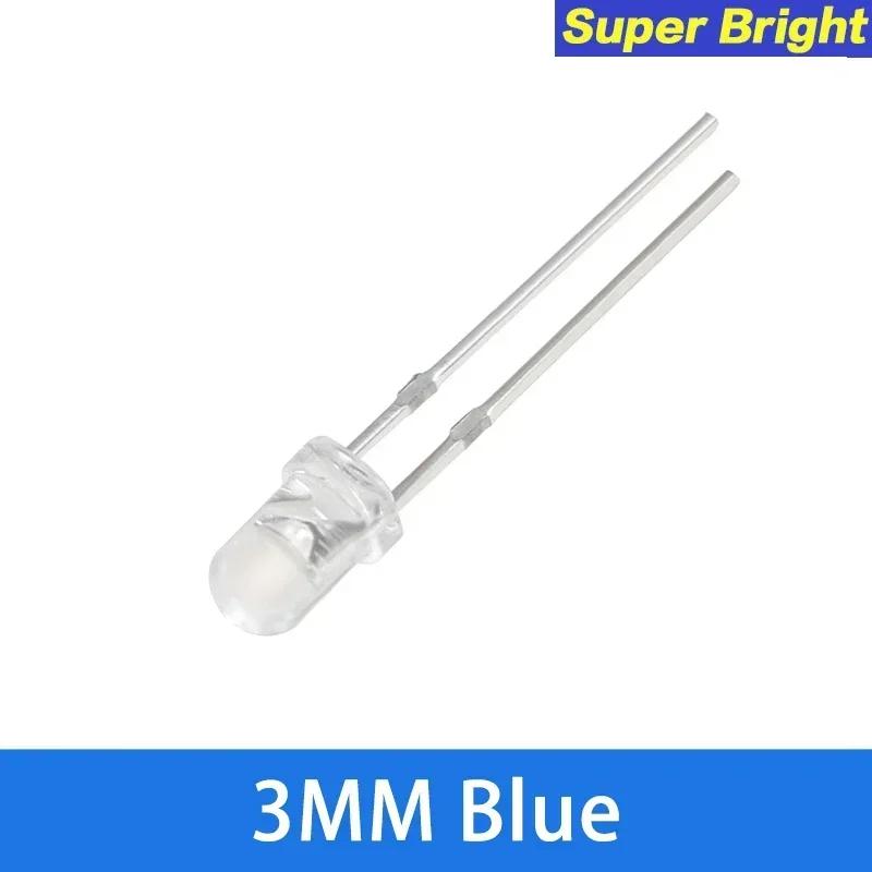 50PCS 3MM F3 LED Diode DIY Kit Ultra Bright Light Emitting Diode Transparent LED Lamp Orange Red Yellow Blue Green