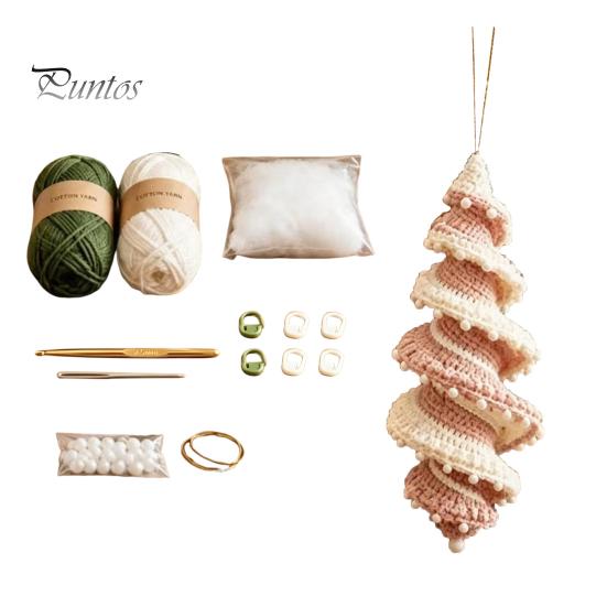 Handmade Gifts for Friends And Family Christmas Ornament Crochet Kit, DIY Spiral Tree Starter Xmas Easy Craft Kits Adults Kit Holiday Home Decoration,
