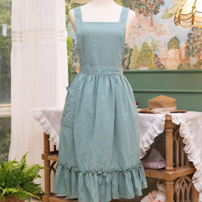 1pcs Home Kitchen Cooking Apron Long Dress Style Apron for Baking Art Nail Salon Milk Tea Coffee Shop Workwear