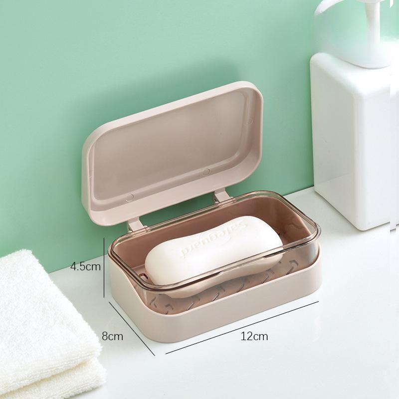 Plastic Soap Box with Lid Soap Box Non-water-accumulating Laundry Soap Box Non-perforated Water-draining Storage Box
