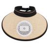 Fan Hat USB Rechargeable 300mah Elastic Band Angle Adjustable Extra Large Brim Fan Cap for Travel Beach Beige
