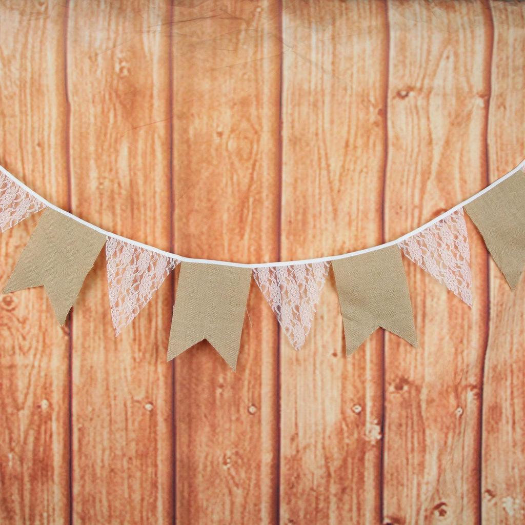 Plum Blossom Lace Floral Linen Triangle Wedding Banner