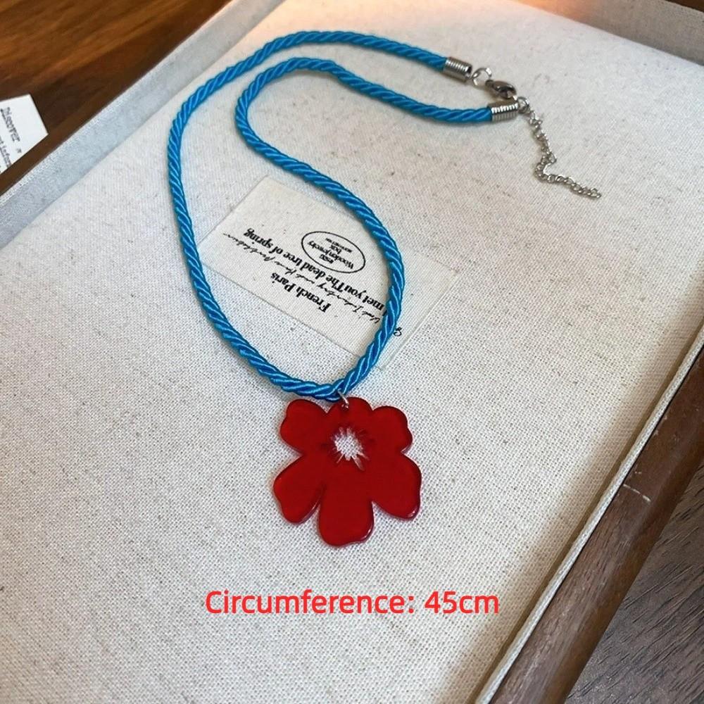 2pca Strawberry Pendant Braided Rope Necklace Layered Simulated Beads Chain Flower Necklace Summer