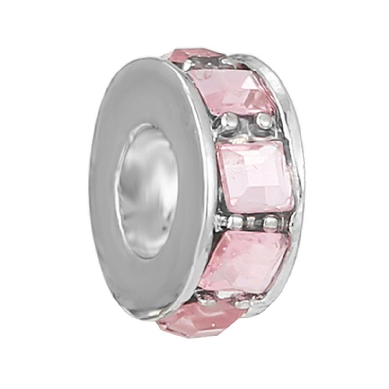 New Silver Plated Pink Diamond Butterfly Alloy Large Hole Charm Beads For DIY Bracelet Necklace Jewelry Accessories Gift