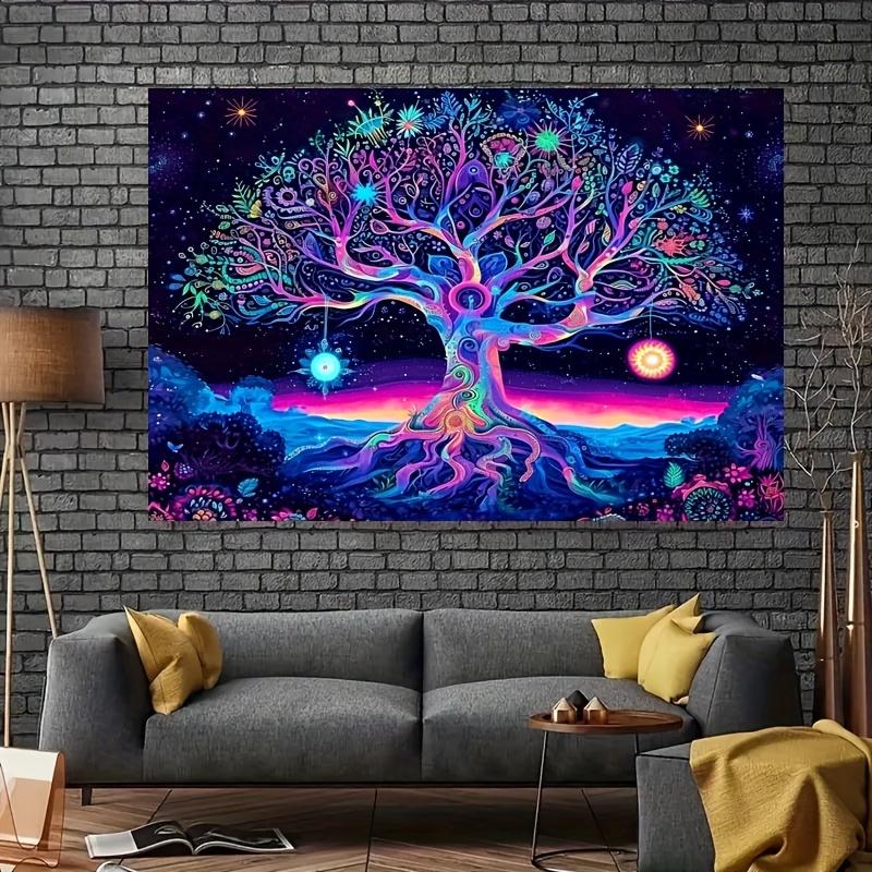 

VIKAMA psychedelic neon tree of life tapestry bedroom living room bohemian home decoration party wall decoration 74x94cm(29x37in)