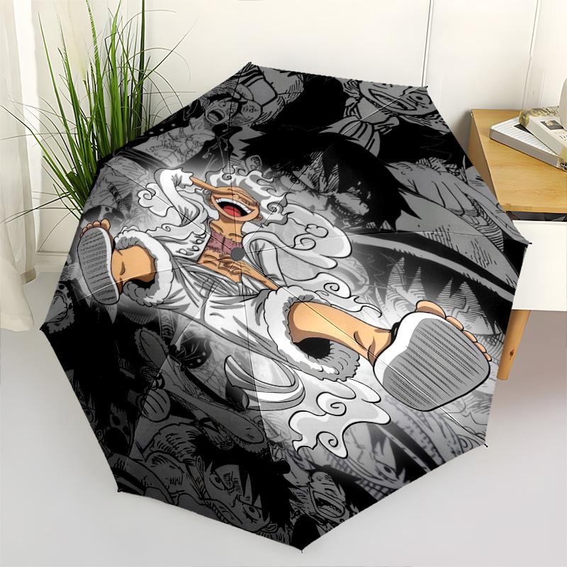 1 Stück Automatischer Faltregenschirm - Anime One Piece Muster Tragbares faltbares Design Mit 8 Rippen Weihnachts-Geburtstagsgeschenke