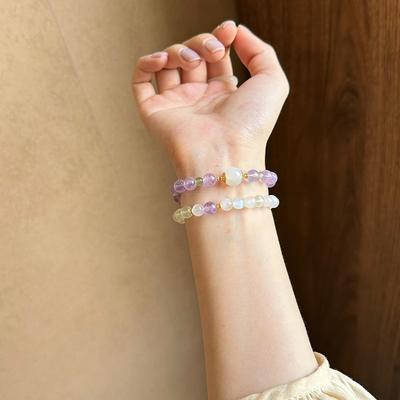 Natural Amethyst Beaded Crystal Bracelet New Chinese Simple and Versatile Bracelet Light Luxury Niche High-end Jewelry