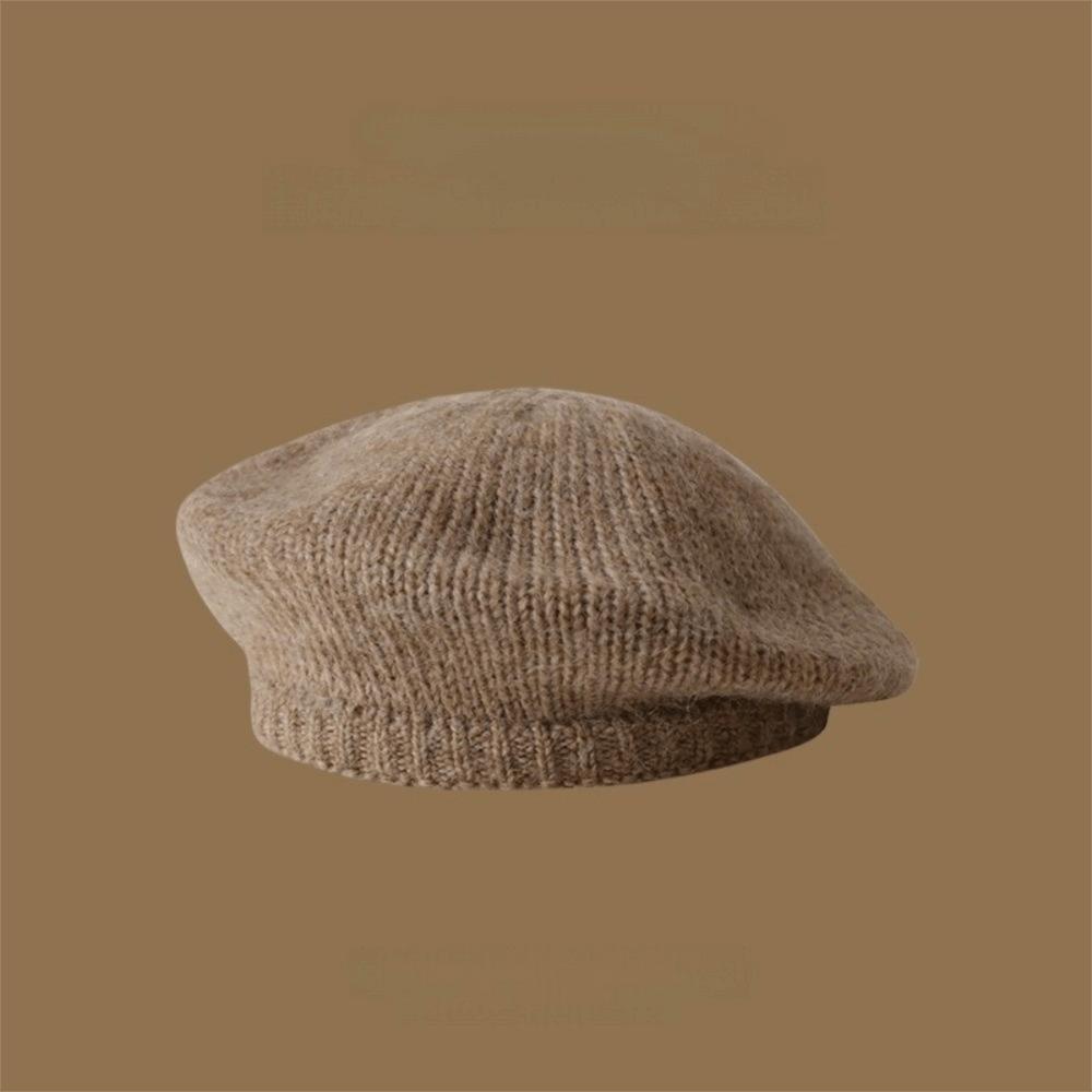 Solid Color Knitted Beret Hat Mohair Knitted Octagonal Cap Newsboy Cap Wool Painter Hat  Streetwear