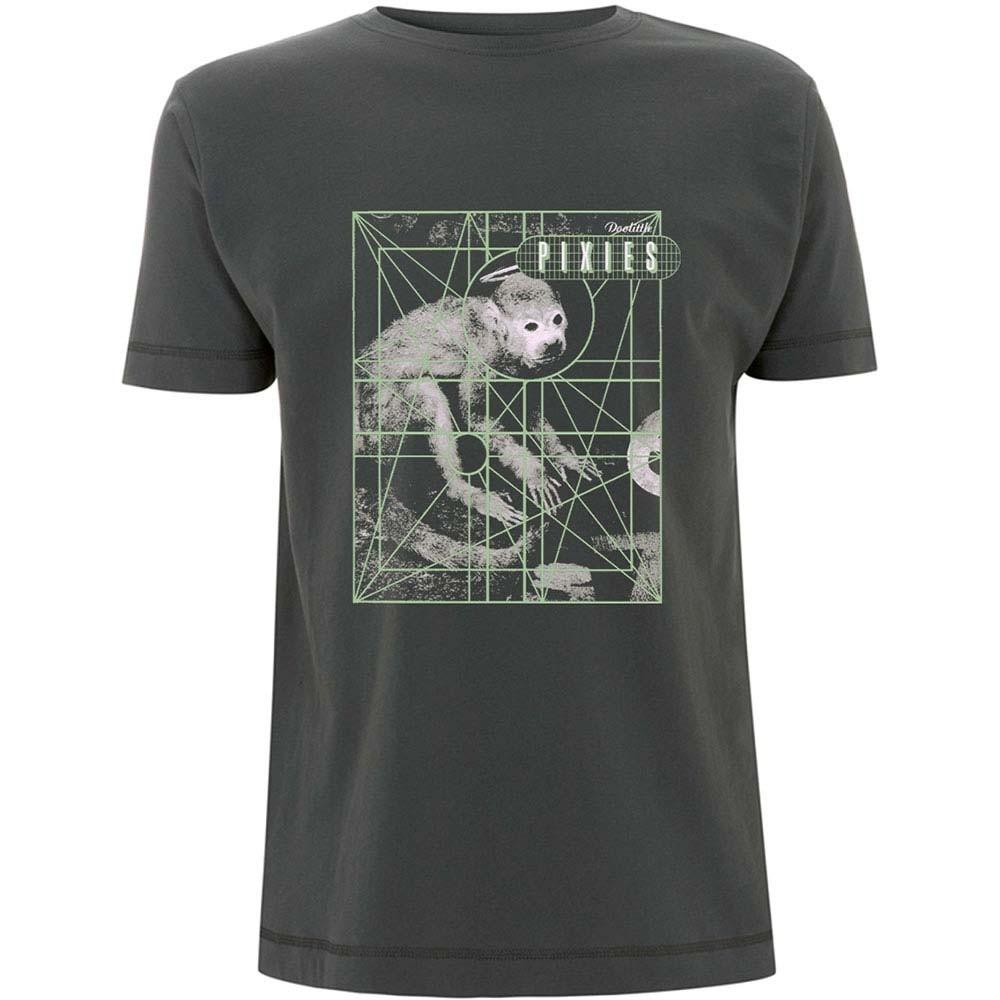 Men s Pixies Monkey Grid Slim Fit T-shirt XX-Large Charcoal L