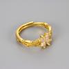 Vintage Micro Pave Zircon Four Leaf Clover Ring Women Fashion Vine Wrapped Adjustable Index Finger Ring Jewelry