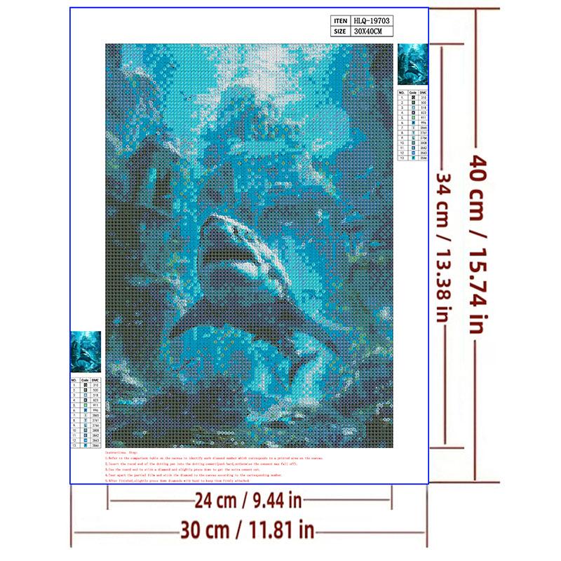 5d DIY Diamond Painting Cross Stitch Underwater World Sharks Diamond Embroidery Mosaic Full Round Drill Home Decor Arts