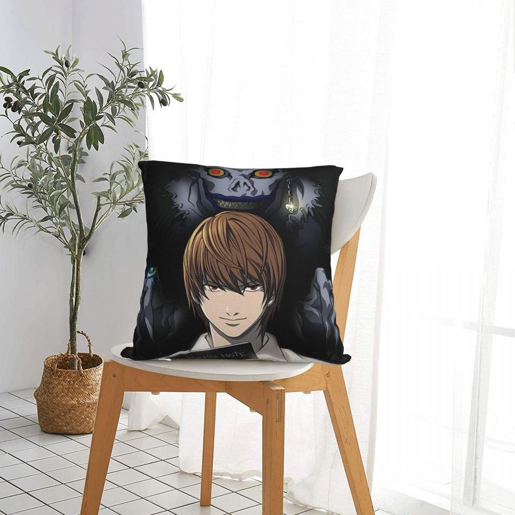 Death Note Manga Square Pillow Cases Anime Light Yagami Cushion Covers Zippered Decorative Pillowcase for Living Room 45x45cm