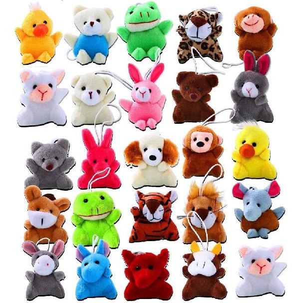 ThinkMax 24 Pack Mini Plush Animals Toy Assortment, Small Stuffed Animals In Bulk for Kids Party Favor, Easter Eggs Fillers