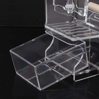 Adjustable Feeding Speed Automatic Bird Feeder Acrylic AntiSplash Parrot Feeder Convenient with Bottom Drawer