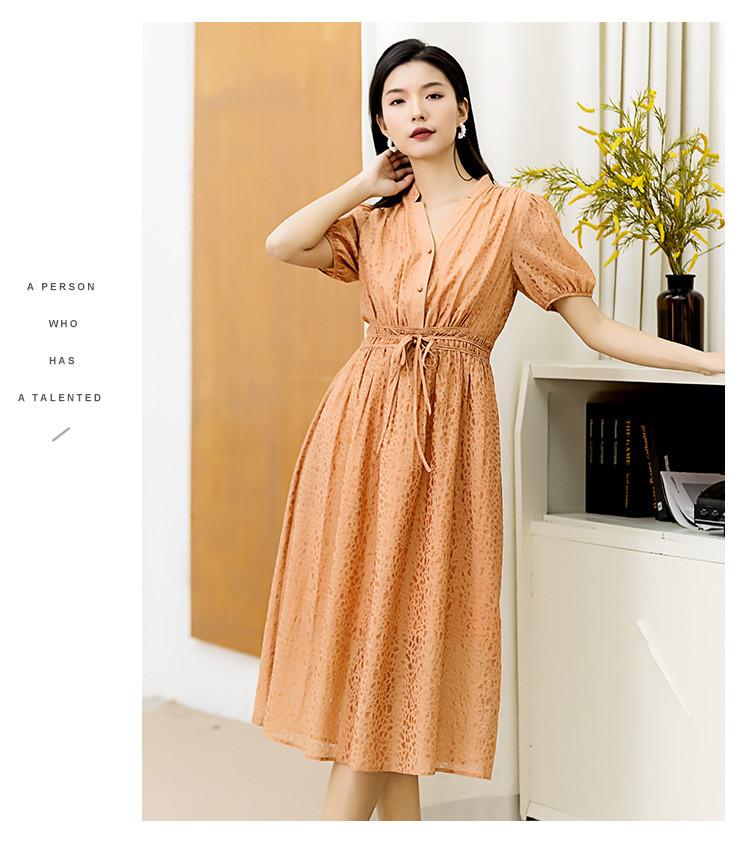Summer Waist Slimming Dress with Elegant Temperament, Women's Mid Length Skirt