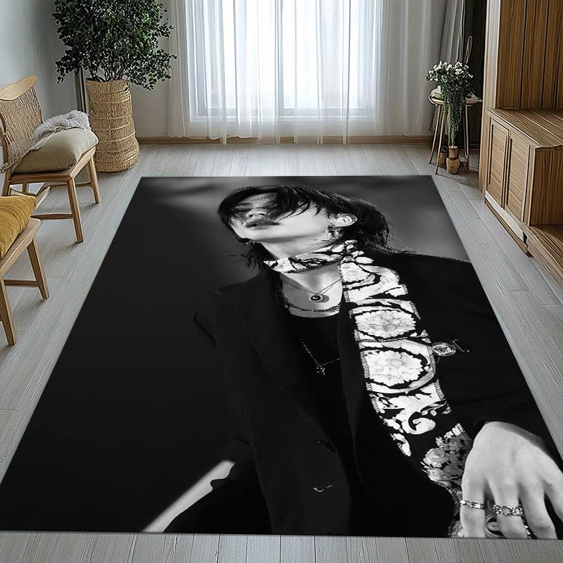 Hyunjin Kpop Stray Kids Star Living Room Non-Slip Area Rug Soft Carpet for Bedroom Kids Playroom Sofa,Home Decor Doormat Gift