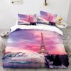Paris Eiffel Tower Bedding Set City Landscape Duvet Cover European Style Quilt Cover Pillowcases Adults King Queen Full Twin