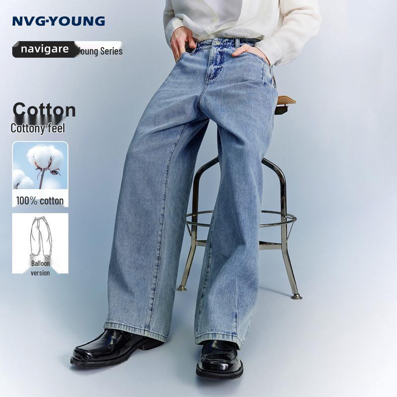 NVG·YOUNG Men s Cotton Loose Straight-Leg Jeans 33