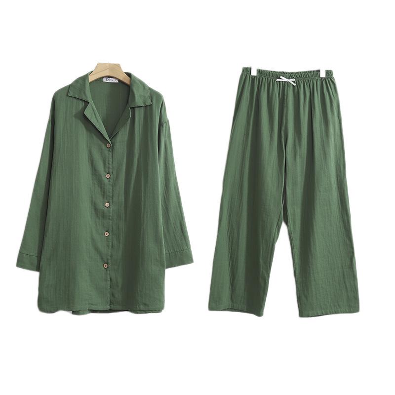 Autumn Plus Size Pure Cotton Double Yarn Relaxed Women's Pajamas