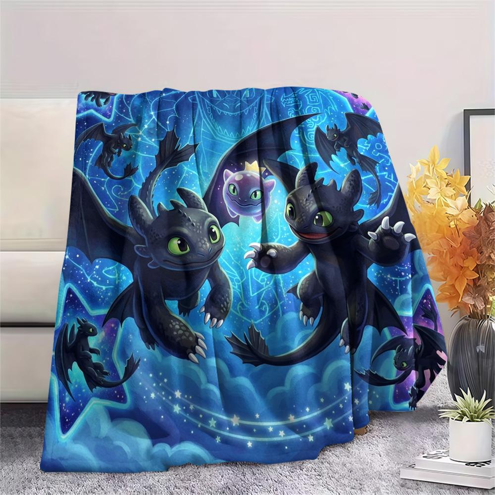Toothless Night Fury Print Flannel Blanket, Ultra Soft High Quality All Seasons Warm Throw, Home Decor Cozy Blanket, Perfect Christmas Gift