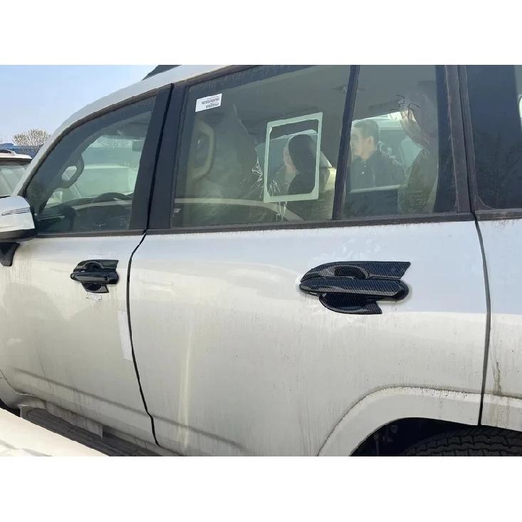 For Toyota Land Cruiser LC300 ABS Carbon Black Door Handle Cover Door Bowl Frame Trims Car Styling Accessories
