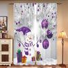 2 Pieces - Christmas Curtains: Christmas Snowman with Purple Decorative Printed Curtains, Home Decoration, Room Decoration