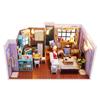 DIY Wooden Sheldons's Apartment Casa Miniature Building Kits Bookend Lights Assembled Bookshelf Home Decoration Friends Gift