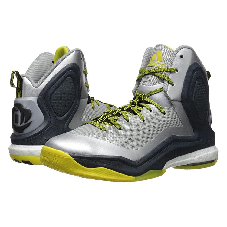 Adidas D Rose 5 Slip Resistant Coverage High Top Basketball Shoes Men's Silver Black
