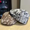 New Autumn and Winter Leopard Print Forward Hat for Girls Hot Girls Big Hat Peaked Hat Fashionable Temperament Brown Painter Hat