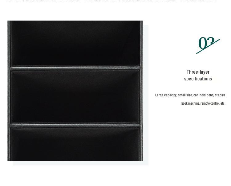 Business Leather Multi-Functional Desktop Organizer - Small Three-Grid Stationery Box for Hotel or Office Use
