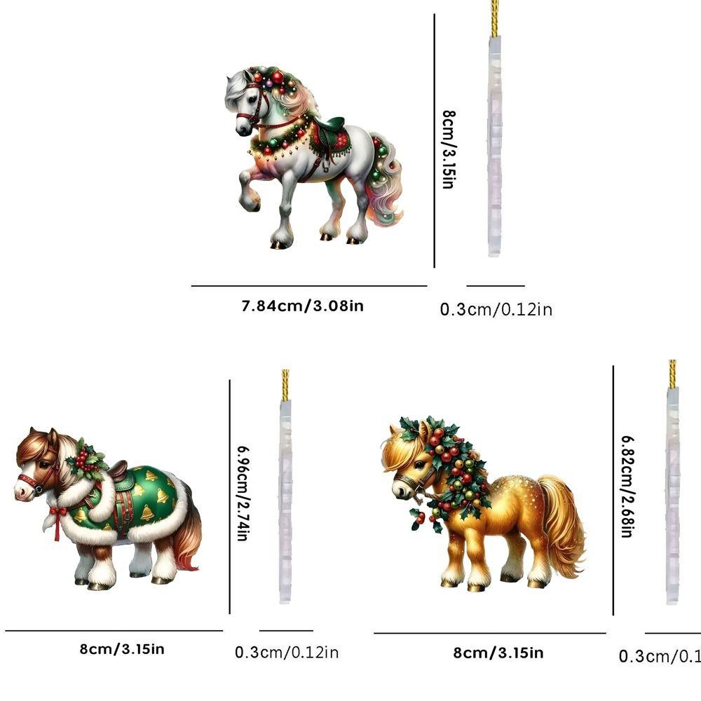 2D Flat Christmas Hanging Pendant Acrylic DIY Accessories Car Horse Pendant Multi-scene Xmas Tree Hanging Ornament Navidad Decor