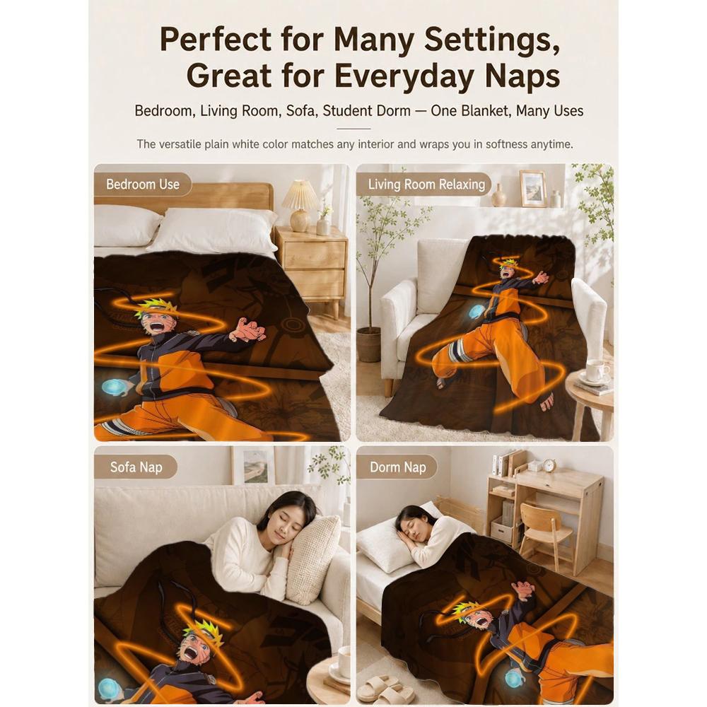 Naruto Unleashes Rasengan Theme Cute Flannel Blanket Skinfriendly Warm Fleece Blanket For Living Room Sofa Nap Home Decor Gift For Friends