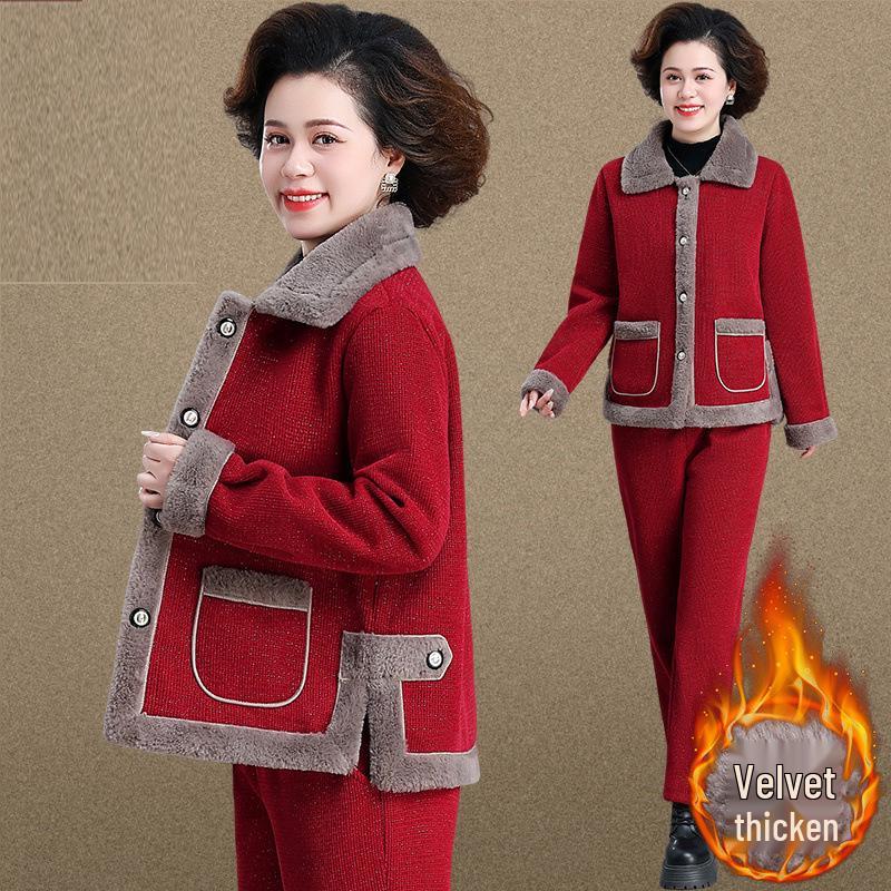 

Модный женский спортивный комплект 2024 года с плюшевой подкладкой: Осенне-зимний свитшот-двойка 2XL (suitable for 120-135 jin)