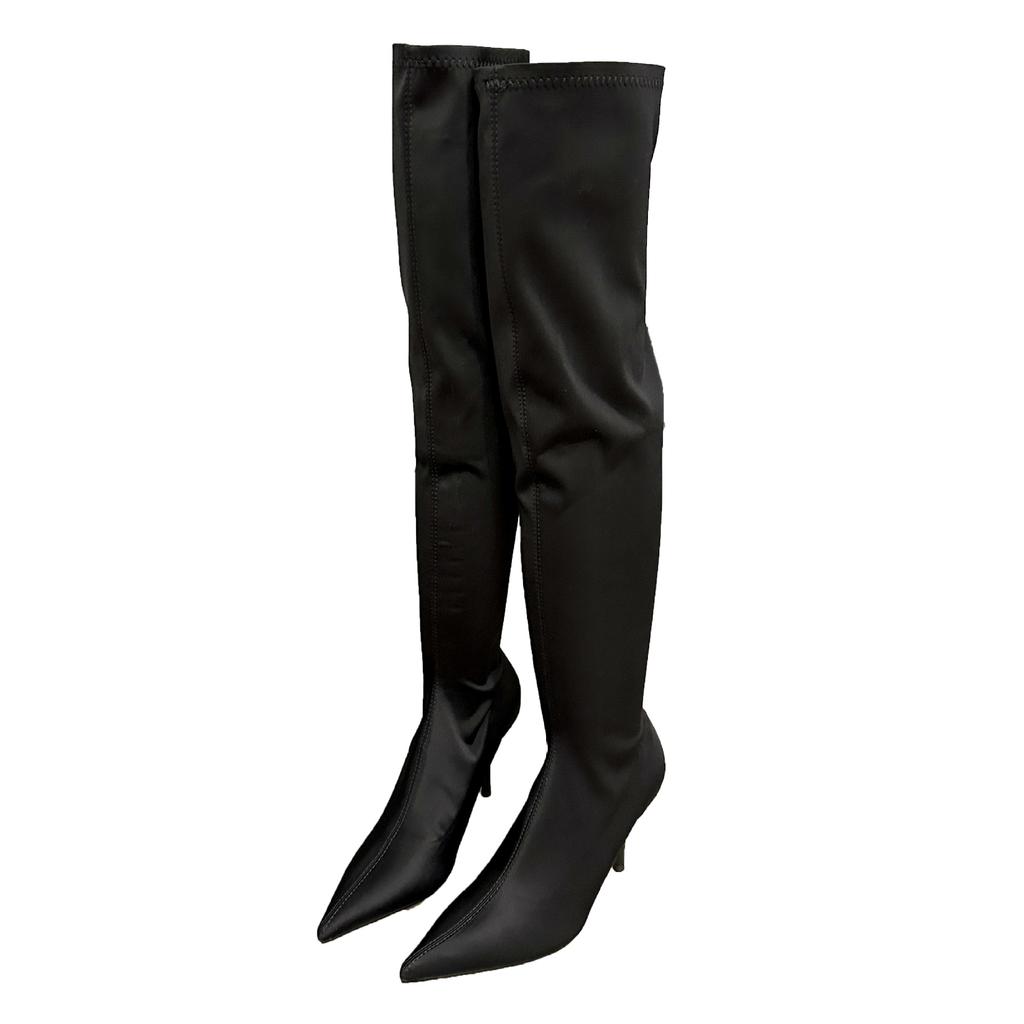 Autumn and winter new pointed thin heel high heel temperament French fashion sexy beautiful woman knee boots
