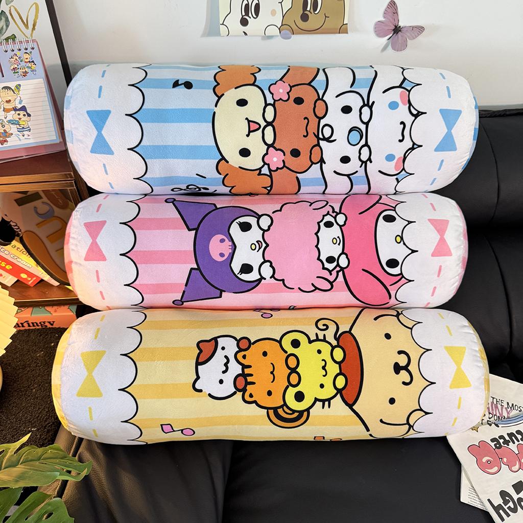 55cm Cartoon Anime Long Plushies Kuromi My Melody Cinnamoroll Japanese Style Printed Pattern Cylindrical Plush Toy Washable