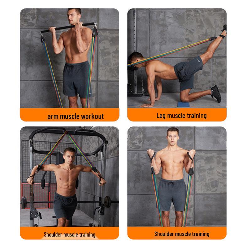 11-Piece Resistance Band Set: Multifunctional Elastic Fitness Ropes (150 Lbs)