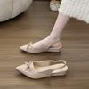 Pink Bag Head Sandals Women's 2025 New Bow Back Empty Fashion Versatile Pointed Single Shoes French Style