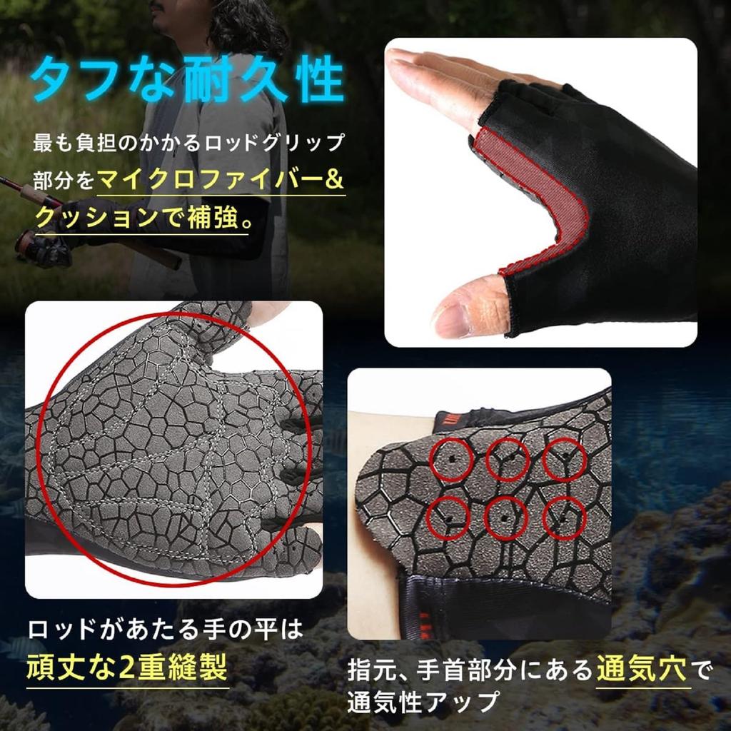 Umibozu Fishing Summer Cooling Gloves with High Grip and Quick Drying Umibozu Gloves, (Size S, Navy)